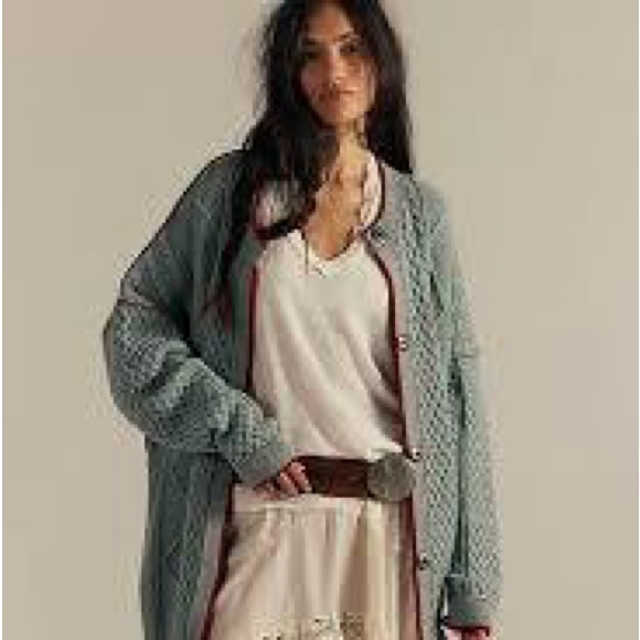 We The Free Sweaters - Free People we the free Tenessee Oversized Knit Cardigan in Seafoam green-NWT XS